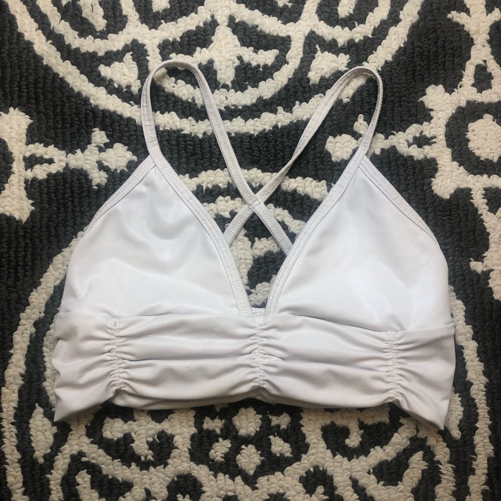 White Leather Feel Sports Bra / Bralet